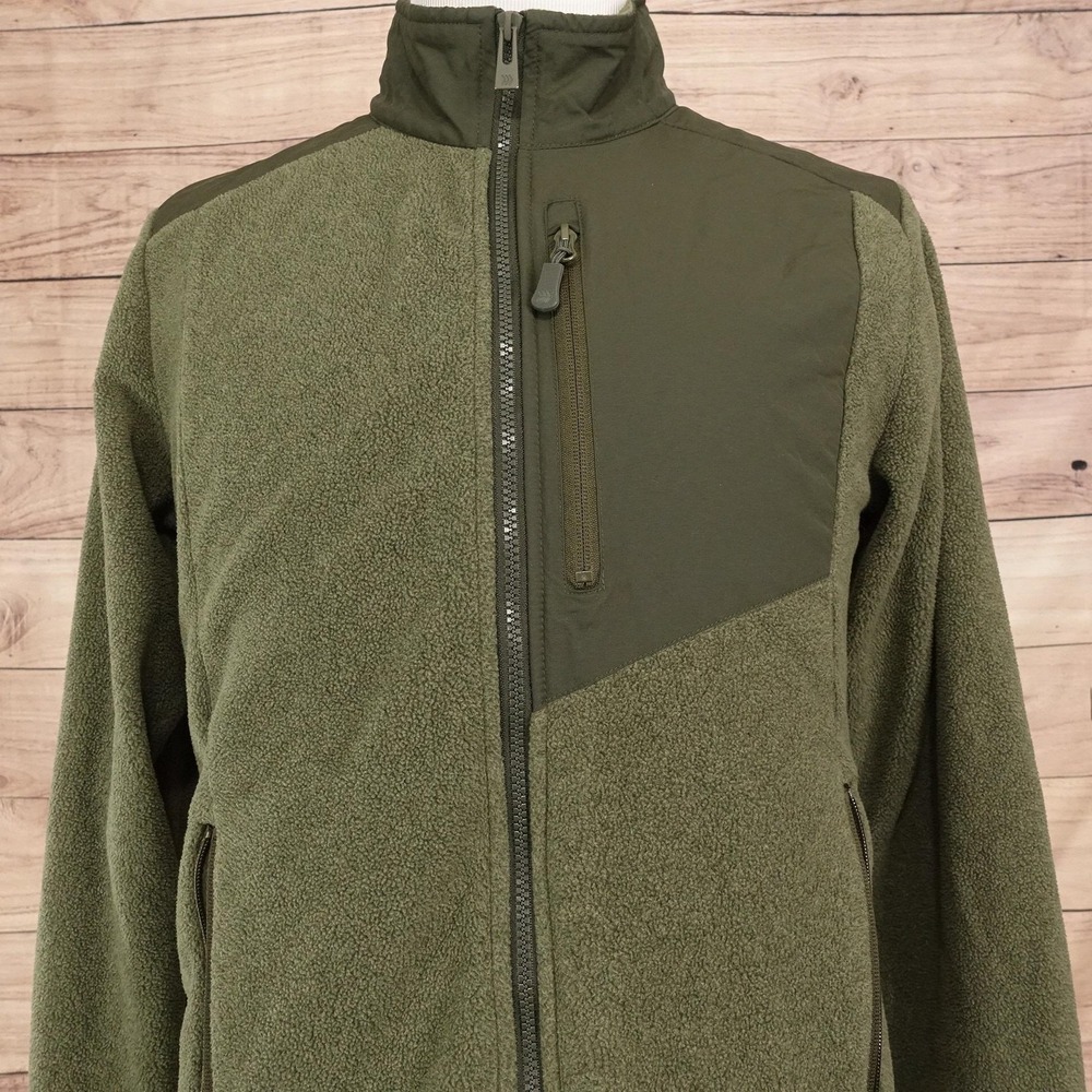 All In Motion Jacket Mens M Green Fleece Full Zip Stand Collar Pockets Outdoor